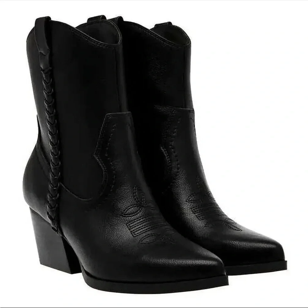 Women's Black Western Ankle Boots, size 9 - Picture 1 of 3